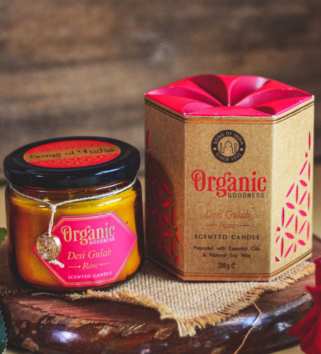 Desi Gulab Rose Organic Soy Wax Candle - Flying Wild