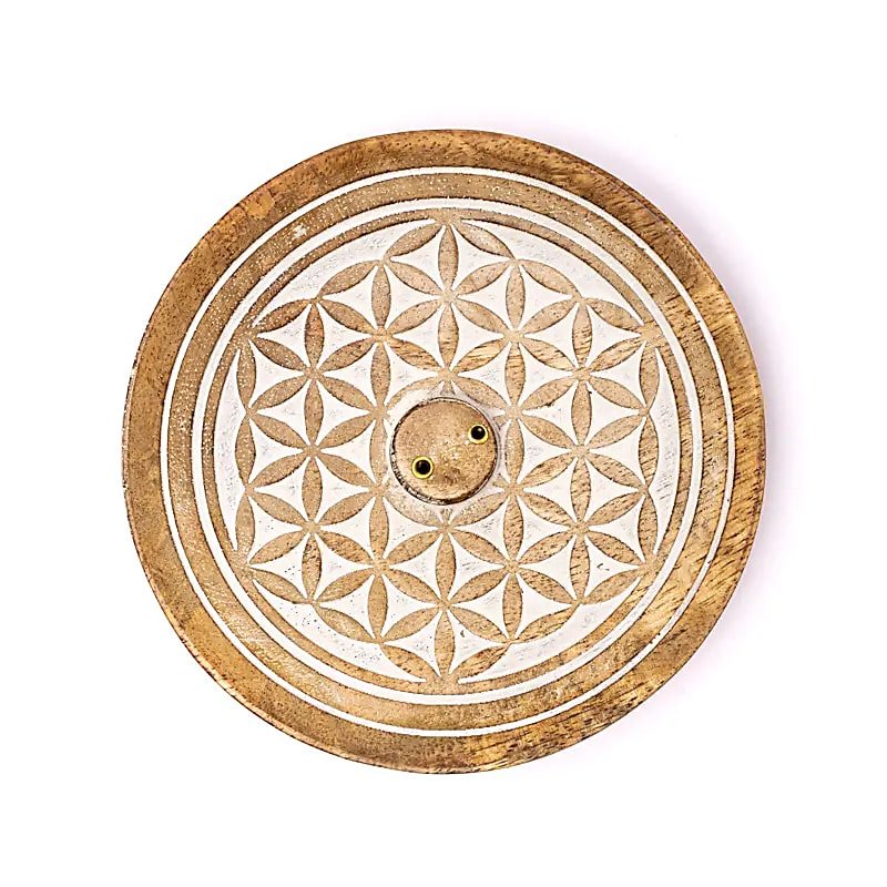 Flower of Life Mango Wood Incense Stick Holder - Flying Wild