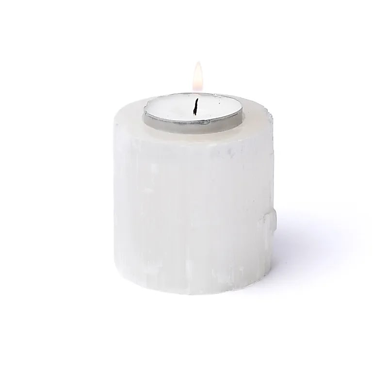 Selenite Cylinder Tealight Holder - Flying Wild
