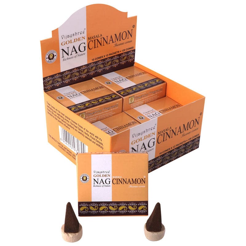 Golden Nag Cinnamon Incense Cones by Vijayshree - Flying Wild