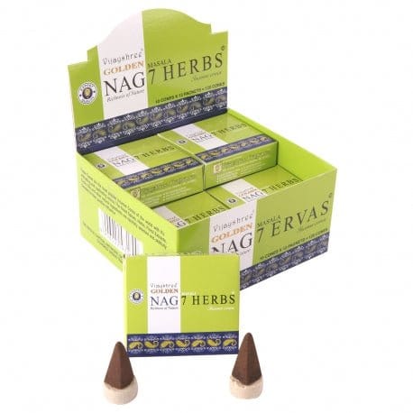 Golden Nag Seven Herbs Incense Cones by Vijayshree - Flying Wild