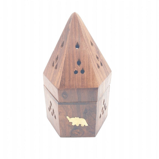 Wooden Pyramid Dhoop Cone Holder Elephant - Flying Wild