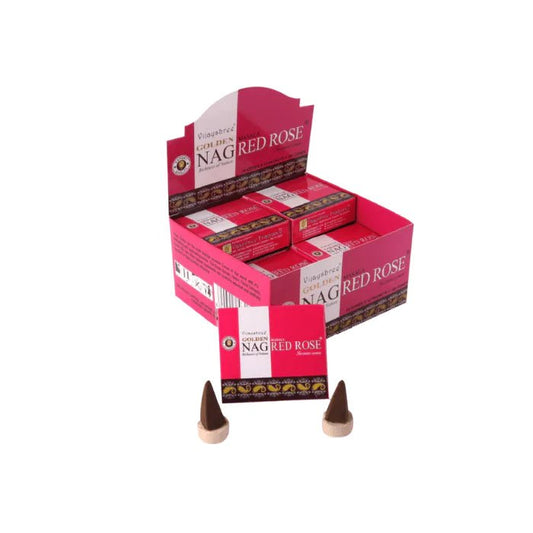 Golden Nag Red Rose Incense Cones by Vijayshree - Flying Wild