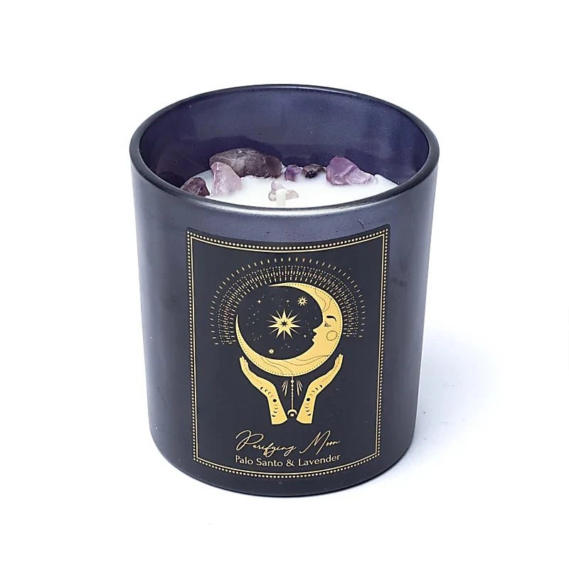 Purifying Moon Manifestation Candle With Amethyst - Flying Wild