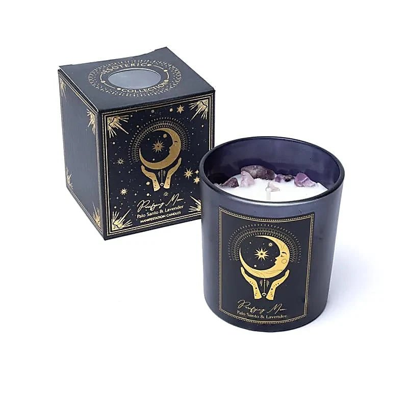 Purifying Moon Manifestation Candle With Amethyst - Flying Wild