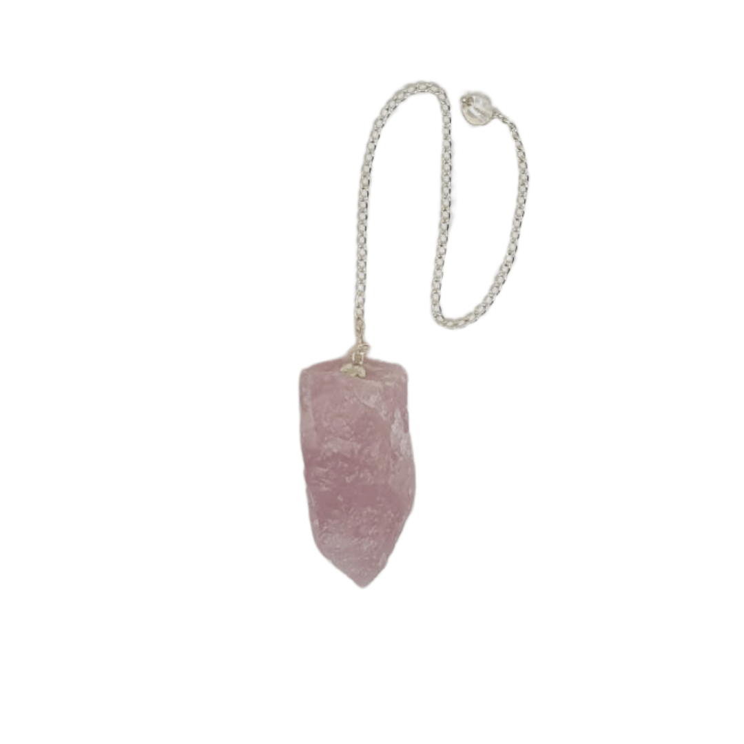 Rose Quartz Raw Unpolished Pendulum - Flying Wild