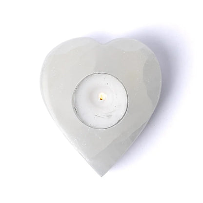 Selenite Heart Tealight Holder - Flying Wild