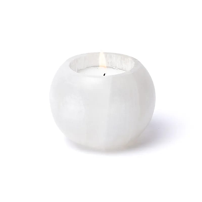 Selenite Sphere Tealight Holder - Flying Wild