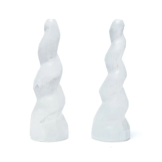 Selenite Spiral Unicorn Horn - Flying Wild