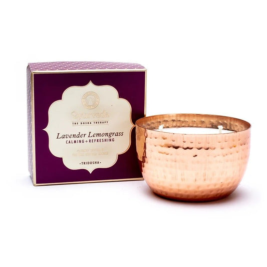 Tridosha lavender lemongrass scented candle in copper jar with 2 wicks - Flying Wild