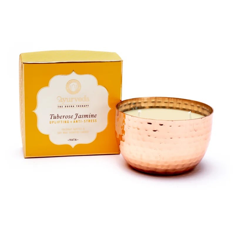 Tuberose Jasmine Scented Candle in Copper Jar with 2 Wicks - Flying Wild