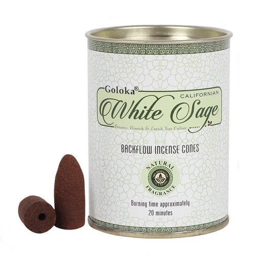 White Sage Backflow Incense Cones by Goloka - Flying Wild