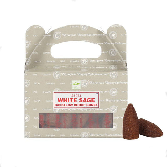 White Sage Backflow Incense Cones by Satya - Flying Wild