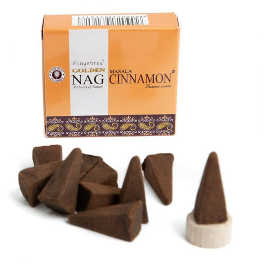 Golden Nag Cinnamon Incense Cones by Vijayshree - Flying Wild