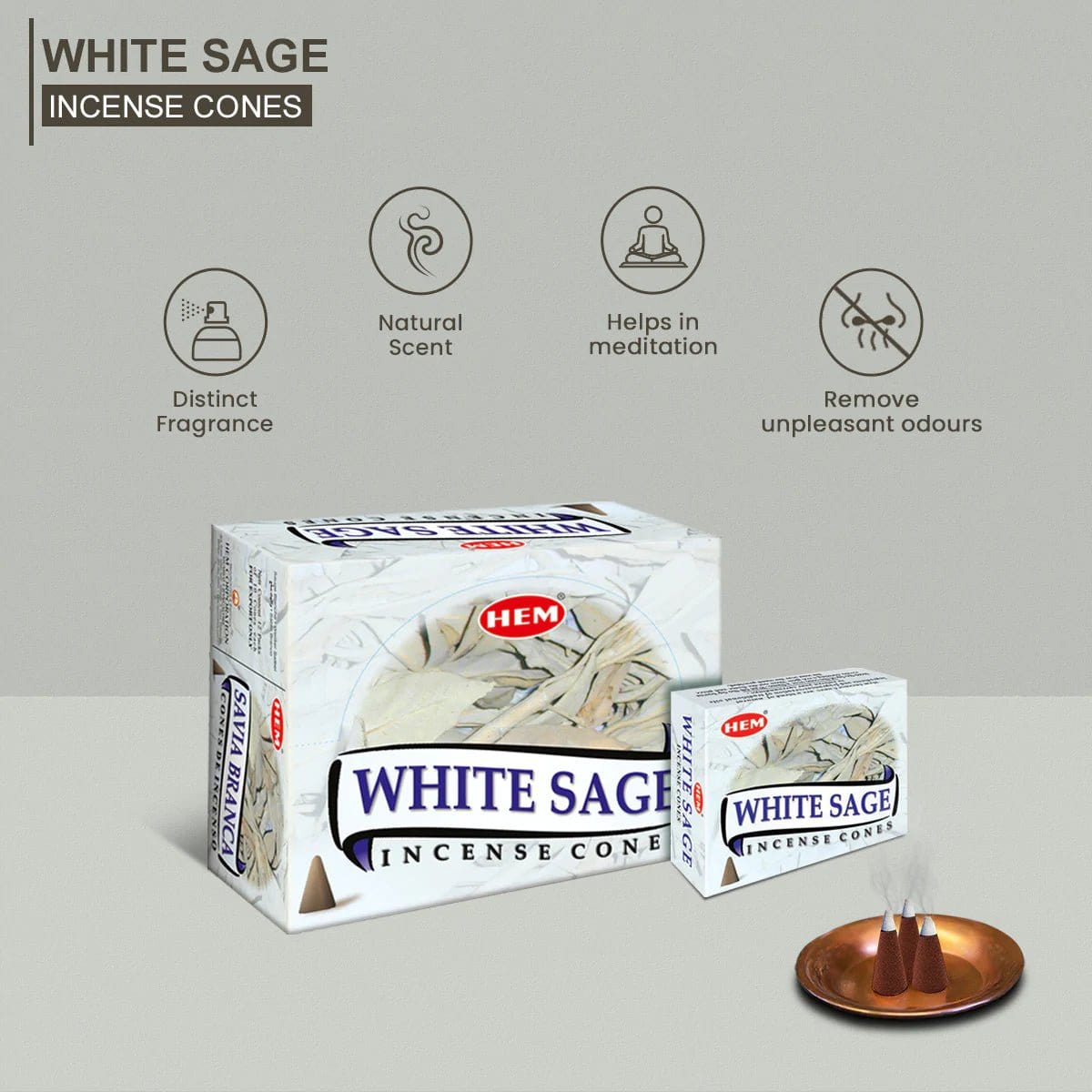 White Sage Incense Cones by HEM - Flying Wild