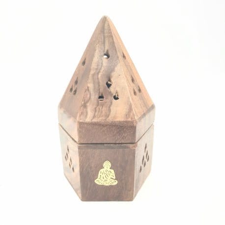Wooden Pyramid Dhoop Cone Holder Buddha - Flying Wild